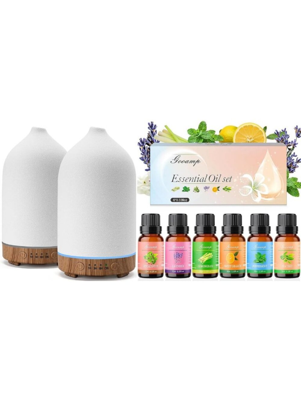 2-Pack Ceramic Essential Oil Diffuser & Humidifier - Ultrasonic Aromatherapy Set